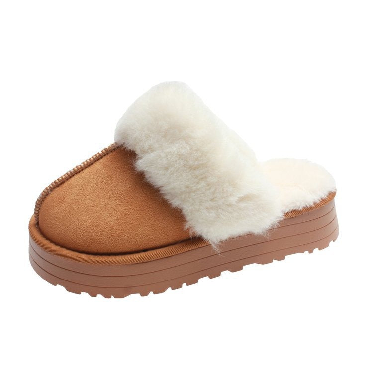 FrostStep plush cotton platform slipper – fuzzy winter slippers for women