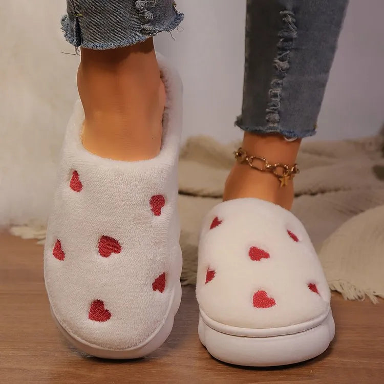 FrostStep heart cozy slipper – warm fuzzy slippers for women