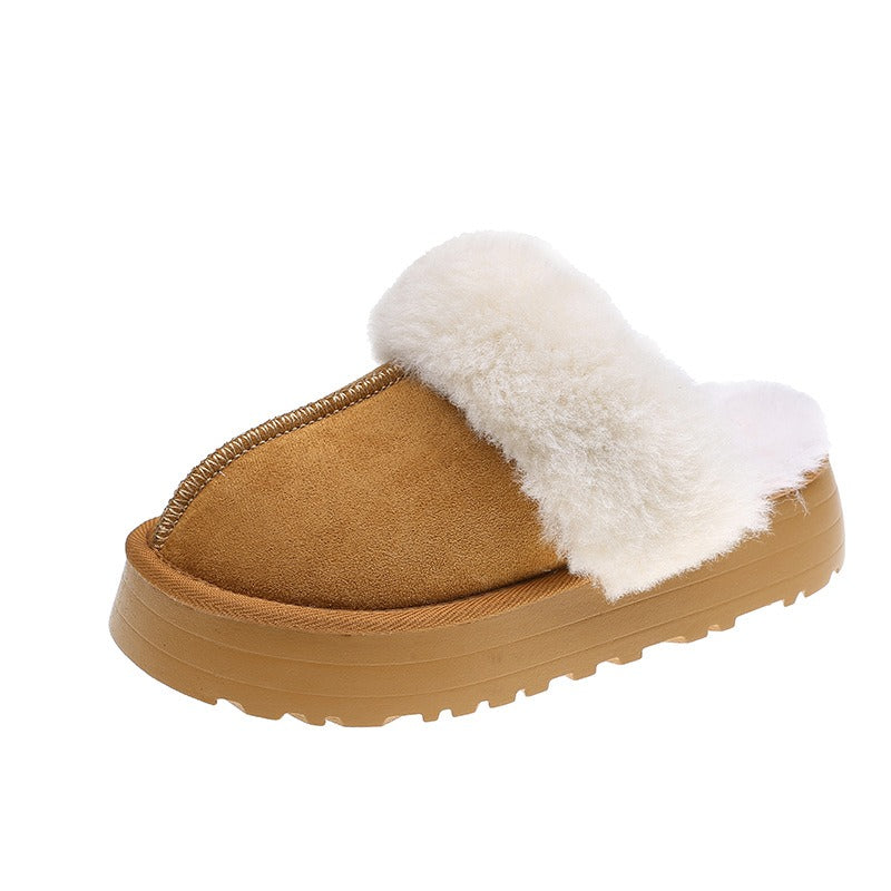FrostStep plush cotton platform slipper – fuzzy winter slippers, detail view