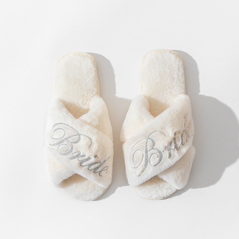 Cross slippers, plush slippers