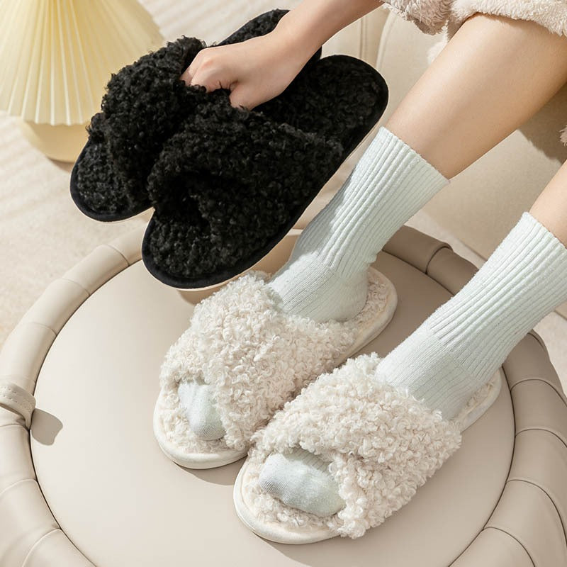 FrostStep Cross-Strap Plush Slipper