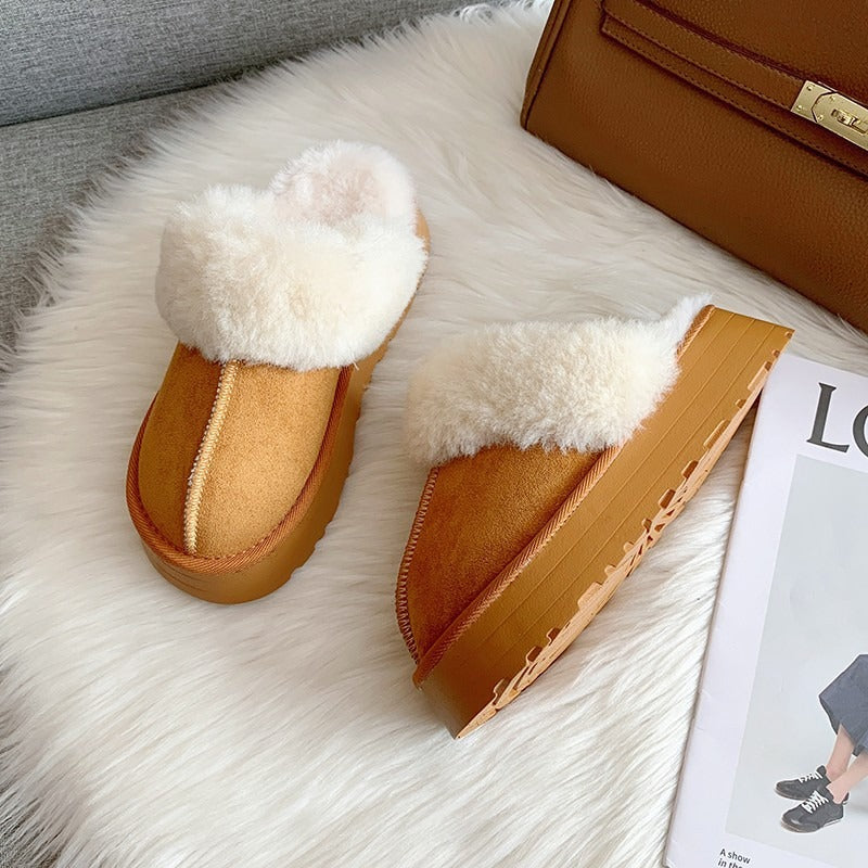 FrostStep plush cotton platform slipper – warm house slippers, side view