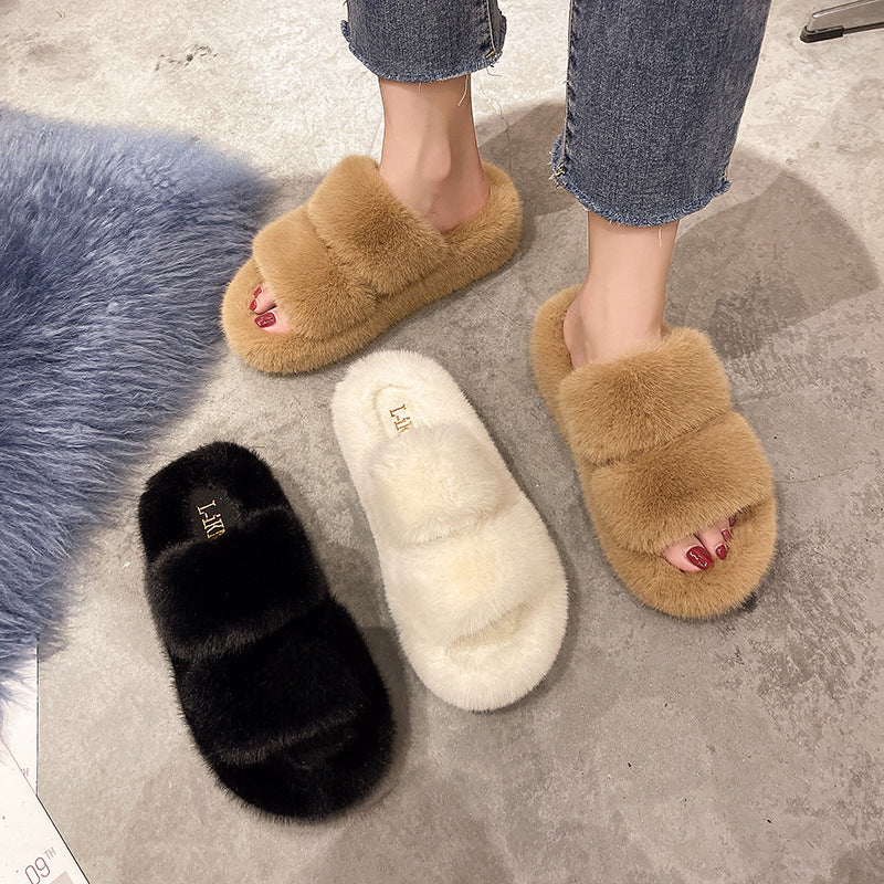 FrostStep indoor cross-belt slipper – cozy slippers, side view