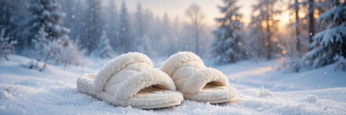 FrostStep cozy winter sandals on snow